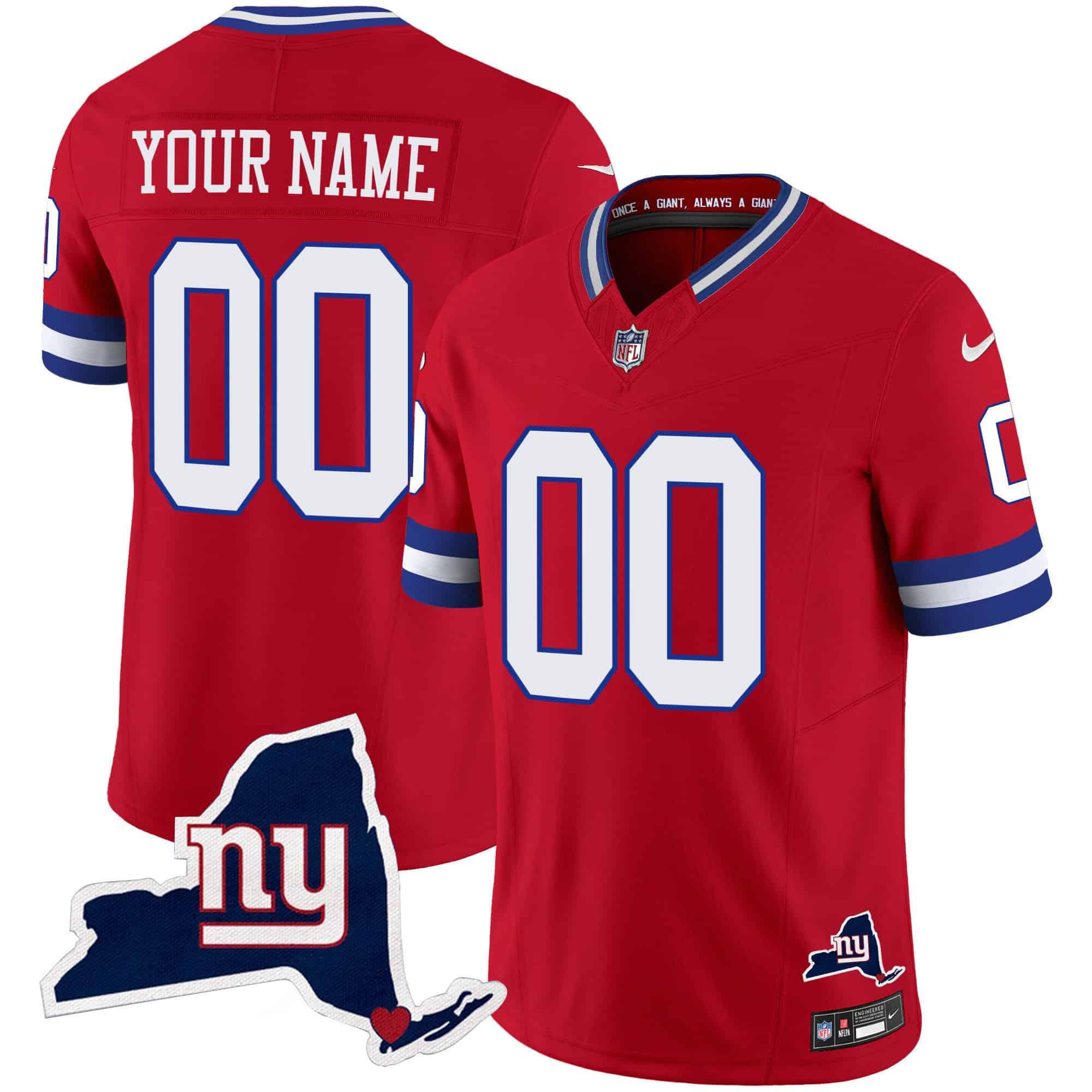 Men New York Giants Red 2024 Nike Map Patch Limited Custom NFL Jersey